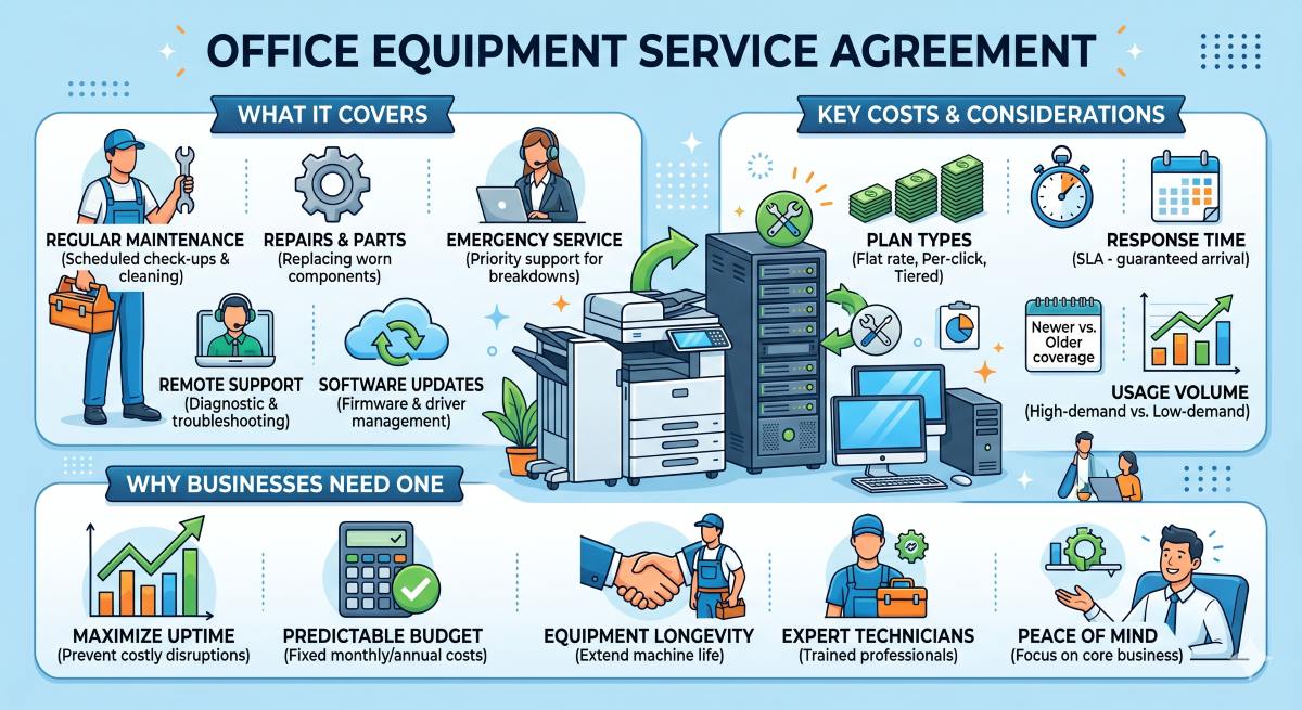 Office Equipment Service Agreement: What It Covers, Costs, and Why Businesses Need One